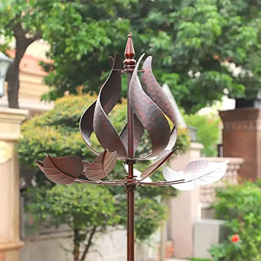 Garden Wind Spinners Large Tulip Metal Yard Art Decor Stake Spin 24