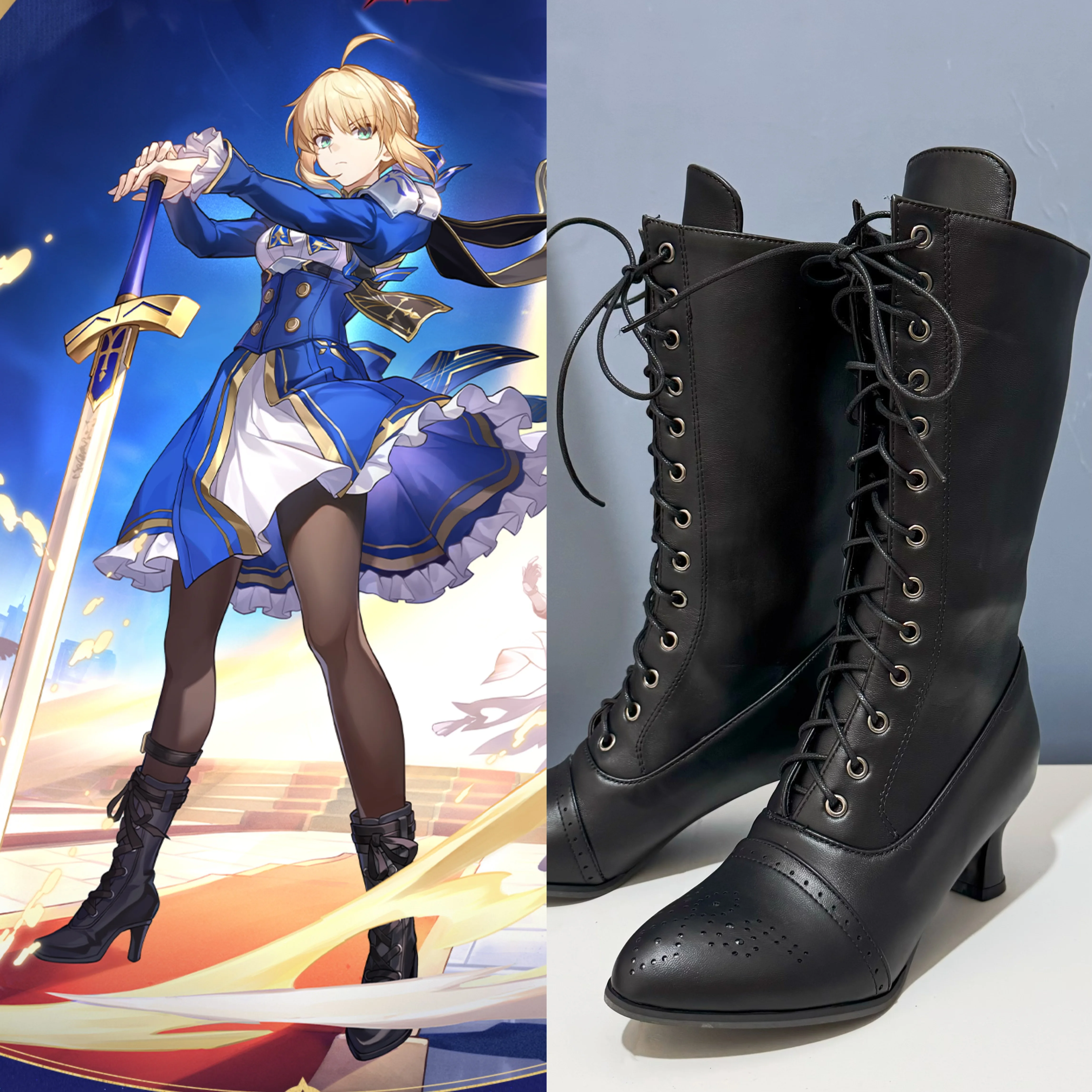 

Honkai Star Rail X Fate/stay night Artoria Pendragon Saber Обувь для косплея Сапоги из искусственной кожи Игровые ботинки для женщин и мужчин Опора на Хэллоуин