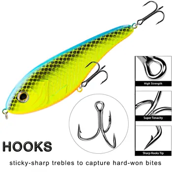 Señuelos de pesca de altura Magnisher Glide Jerkbait, cebo artificial duro para lucio y almizcle, señuelo Jerk Wobble de hundimiento rápido, 15 cm, 81 g, aparejos 10 best sales Señuelos deslizantes - №2