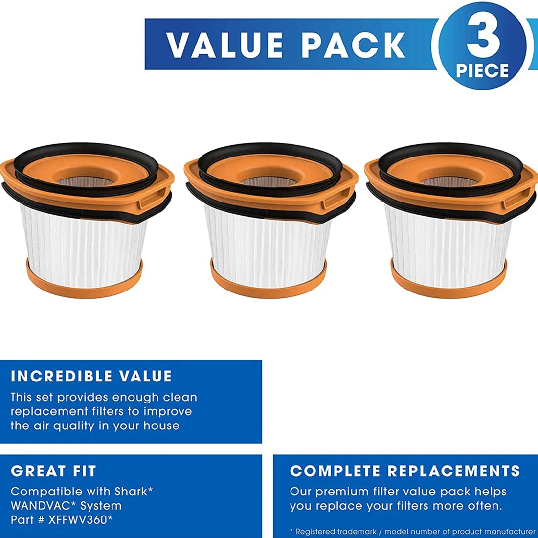 3Pack Replacement Filter for Wandvac System WV360 WS620 WS630 WS632 Cordless Stick Vacuum,Compare To Part XFFWV360