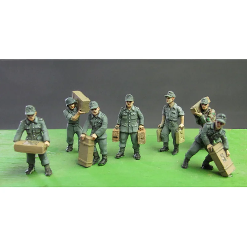 1/72 Resin Soldier Die-Cast Model Kit s Loading Boxes 7 Person Unassembled Uncolored Free Shipping