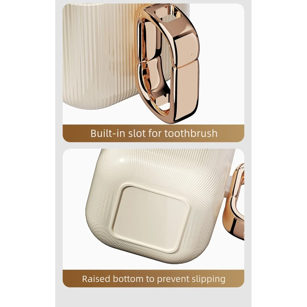 

1PC Dental Rinse Cup 9.3*7.7*7.6cm Luxury Transparent Toothbrush Holder With Handle Modern Bathroom Cups Green,Brown,Cream