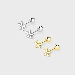 925 Silver Needle Minimalist Cute Flower Small Tragus Stud Earrings for Women Teen Daily Simple Piercing Jewelry Accessories