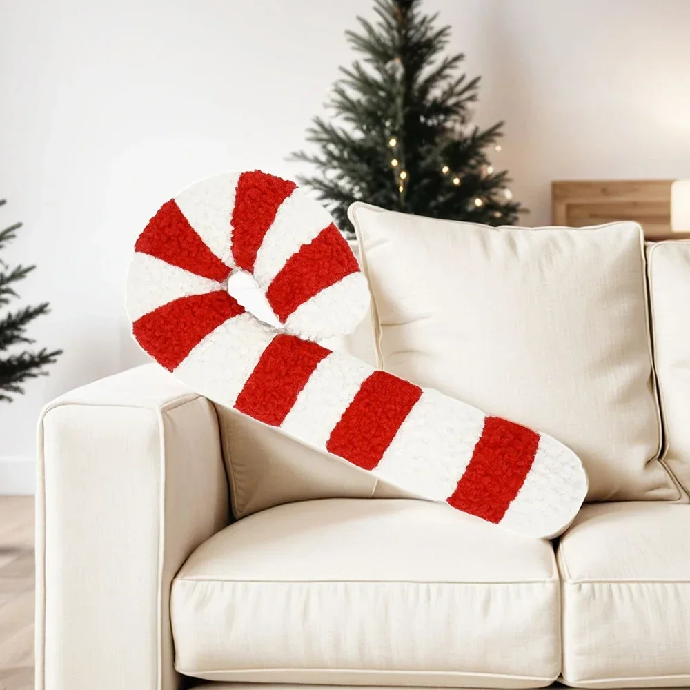 Sofa Bed Decorative Chair Cushion Christmas Candy Pillow Soft and Comfortable Candy Cane Throw Pillow Christmas Gift for Kids