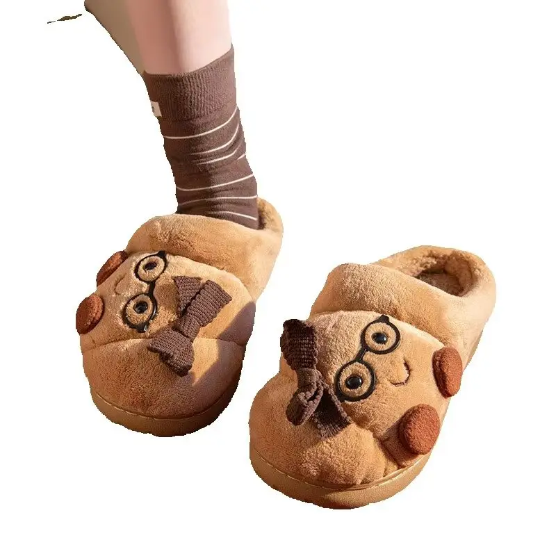 Winter Keso Bread Cotton Slippers Female Cute Parent-child Couple Home with Padded Slippers Thick Bottom Non-slip Plush Slippers
