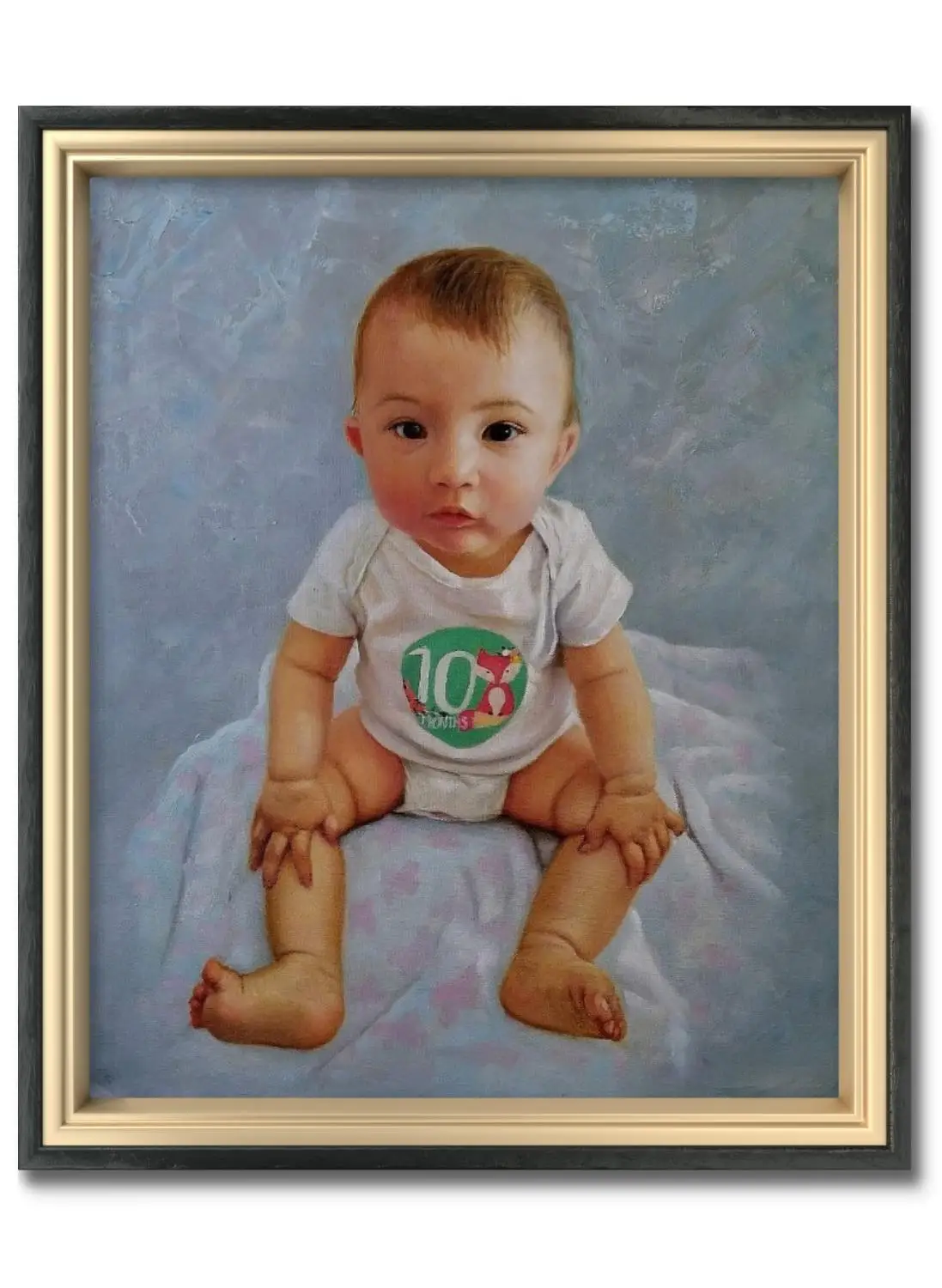 

Baby Portrait Painting From Photo, Best first Birthday gift personalized