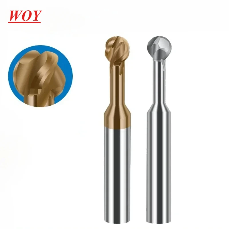 WOY Tungsten Coated Lollipop Ball Cutter Alloy for Aluminum Arch Ball End Milling Cutter Forming Milling  RBall Cutter R0.5-10