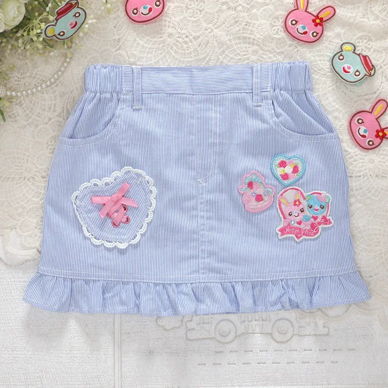 Japanese Cartoon Mp Daughter Clothing Sweet Little Rabbit Embroidery Mini Skirt Cute Girl Fold Lotus Leaf Edge Mermaid Skirt