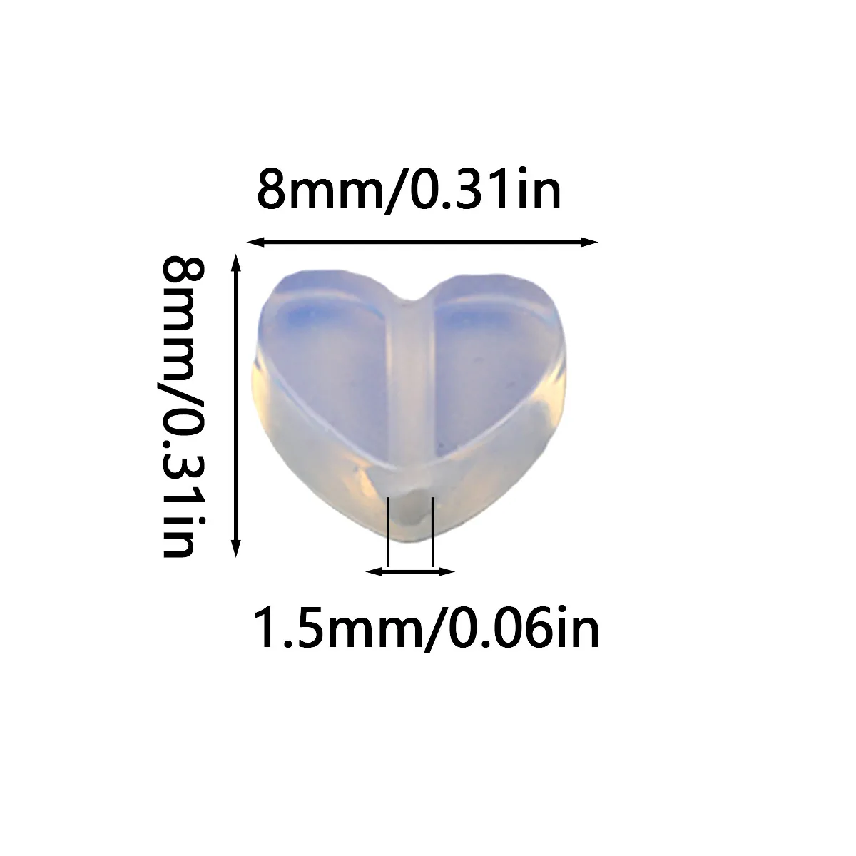 8mm 25Pcs Transparent Heart-shaped Natural Stone Spacer Loose Beads for Jewelry Making DIY Bracelets Necklace Accessories