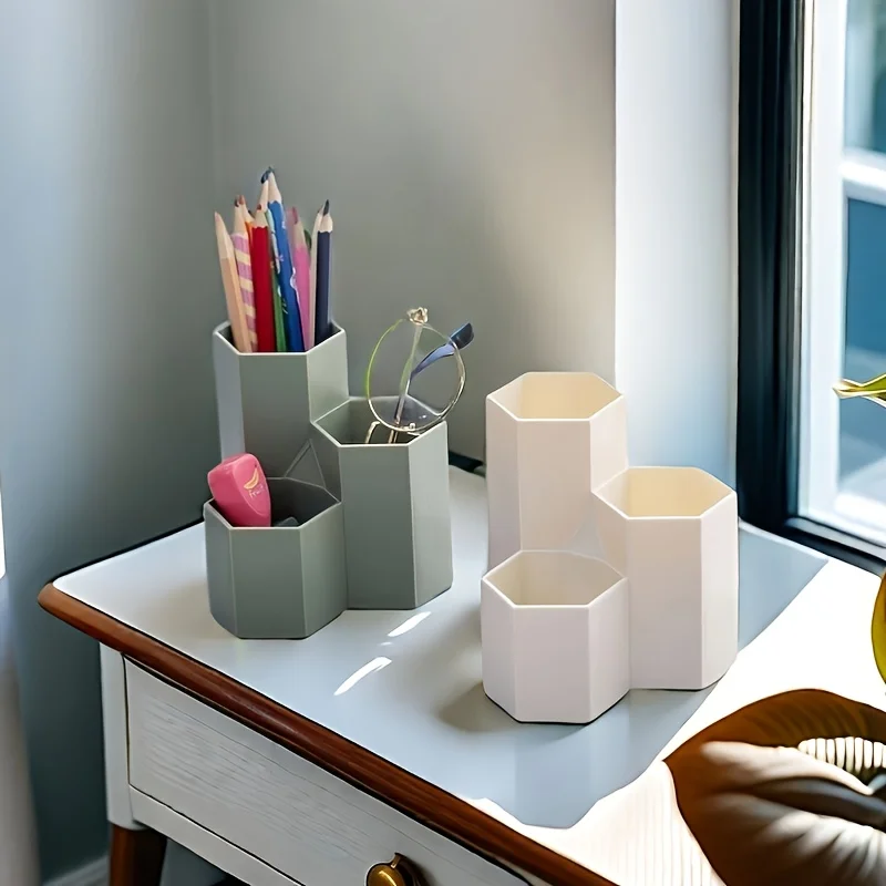 قطعة واحدة من منظم سطح المكتب متعدد الوظائف باللون الأبيض والنعناعي والأخضر الحديث مع حجرات تخزين مفتوحة ومغلقة - مكتب منزلي، مدرسة