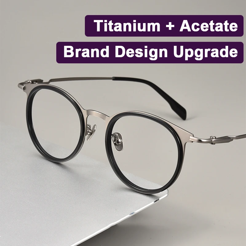 Luxury Brand Replication Upgrade 52mm / 48mm Two Sizes Frame Men Women Big Size Eyeglass Fashion Round Titanium Acetate Glasses