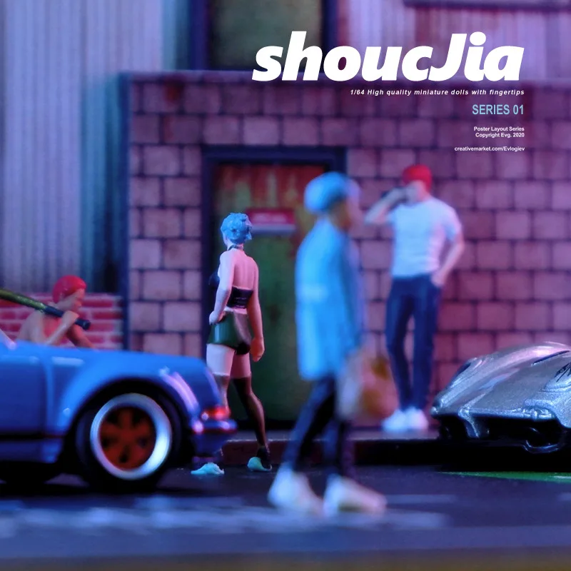 Nuevo modelo a escala 1:64, 1 Uds., moda en miniatura, hermosos tirantes de pelo azul para niña, figura de acción, muñeca, accesorio de escena DIY