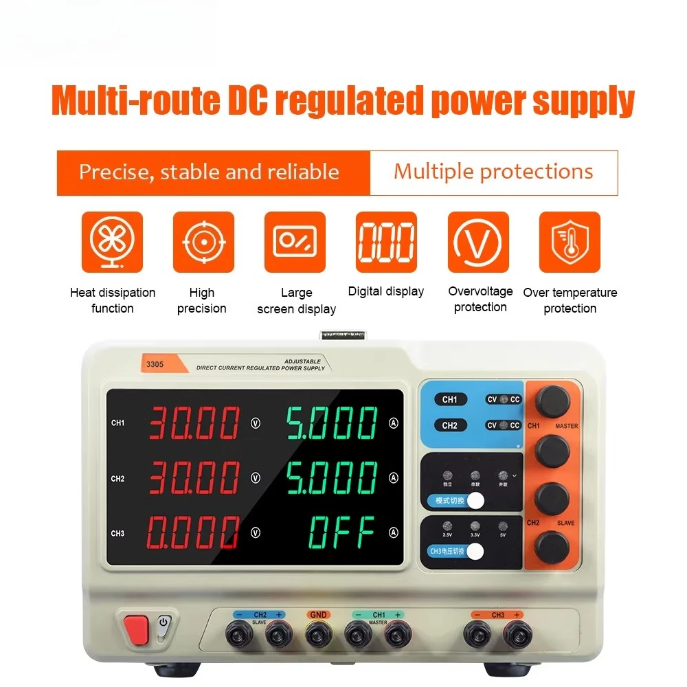 3303 3305 Multi-Channel DC Adjustable Direct Current Regulated Power Supply with & Over Voltage/Temperature Protection