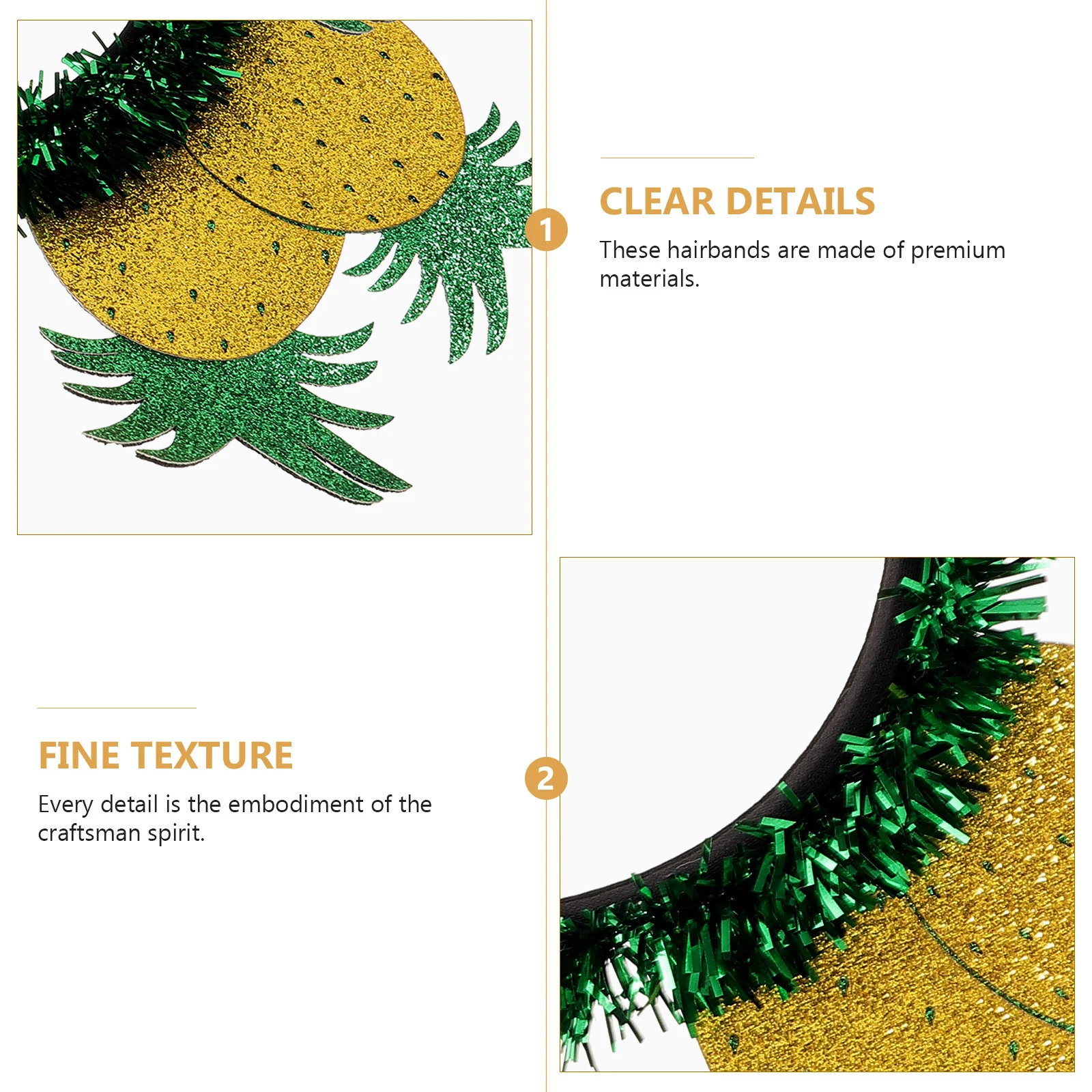 

2Pcs Pineapple Fruit Hairband Yellow Stylish Party Hairhoop Women Hair Hoop Cute Headband Creative Party Headwear