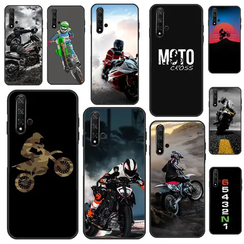Moto Cross Motorcycle Sports Case For Huawei P30 P20 P40 P60 Pro P Smart Nova 9 5T Honor Magic 5 Lite X8 X9a 50 70 Cover