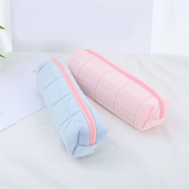 Kawaii Pencil Case Creative Pillow Bag Large Capacity Short fluff Bag for Girls School Supplies Stationery Box Cosmetic Bag