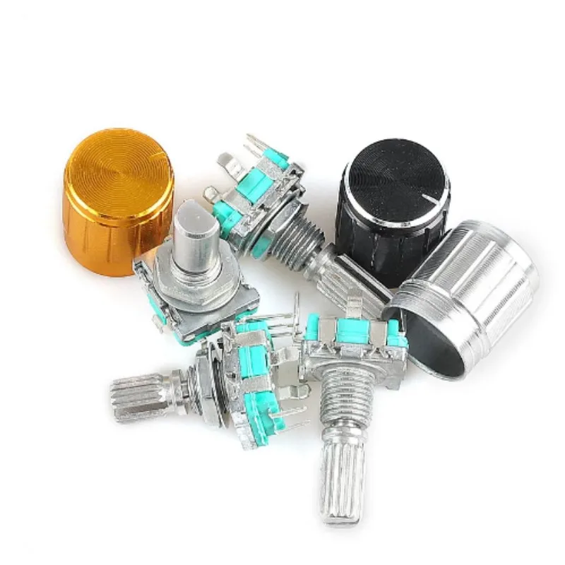 5pcs 20 Position 360 Degree Rotary Encoder EC11 Push Button 15mm 20mm Handle Length Push Button Switch
