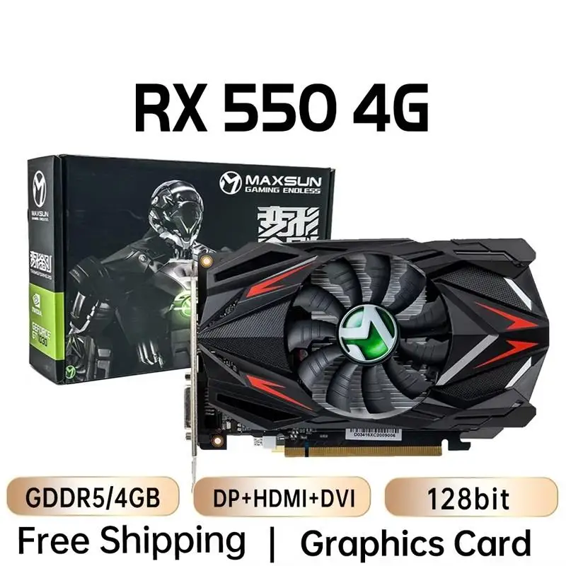 New! AMD GPU Radeon RX 550 Transformers 4G GDDR5 14nm Computer PC Gaming Video HDMI-compatible DP DVI 128Bit Graphics Card