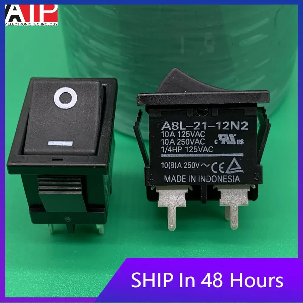 5PCS A8L-21-12N2 sedan boat type switch 4 feet 2 file 10A250VAC Original spot inventory