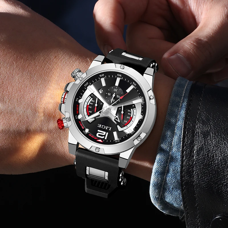 LIGE Casual Men Watch Luxury Waterproof Luminous Chronograph Date Man Wristwatch Military Quartz Men\'s Watches High Quality