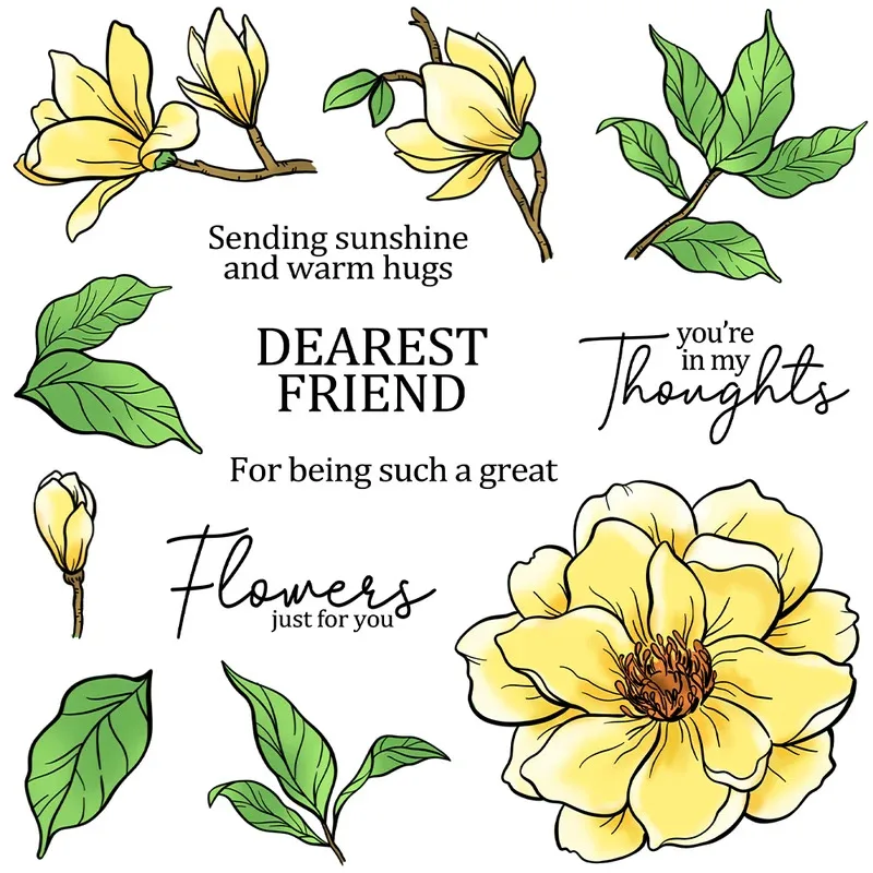 

Blooming Flowers Cutting Dies Clear Stamp Spring Decor DIY Scrapbooking Metal Dies Silicone Stamps for Cards Albums