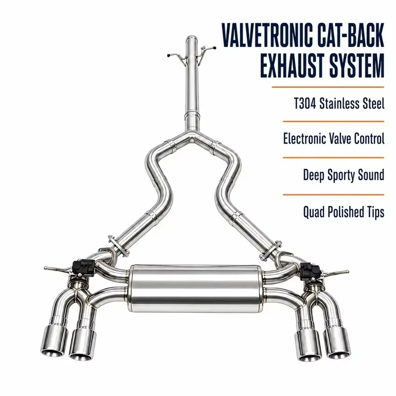 SS304 Valved Cat-Back Exhaust for Land Rover Defender 110 L663 3.0T P400 2020-2025 Quad Tips Deep Tone Performance