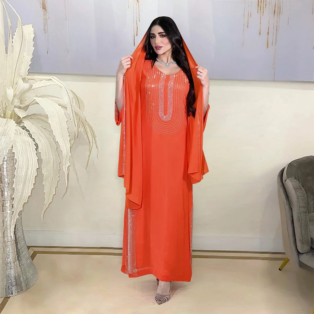 

Dubai Saudi Abaya Elegant Women Muslim Diamonds Maxi Dress Turkey Arabic Eid Party Gown Ramadan Kaftan Morocco Jalabiya Vestidos