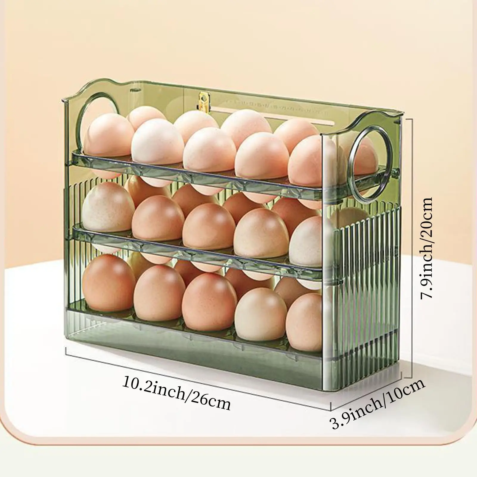 Egg Holder for Refrigerator, 3 Layer Auto Flip Egg Storage Box For Refrigerator Side Door, 30 Count Large Capacity Clear Egg Box