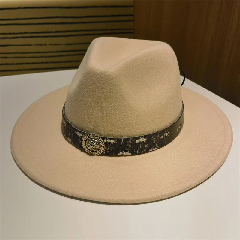 

Hat Man Hat Summer Hat Male Fedoras Solid Khaki Beige Black Casual Decorate Panama Wide Brim Outdoor Felted Cap Chapeu Masculino