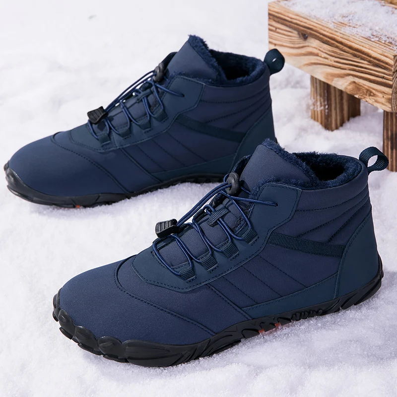 Winter Snow Boots Men Fur Big Size 47 Waterproof Ankle Boots Plush BareFoot Hiking Shoes Outdoor Work Shoes Ladies Snow Boots