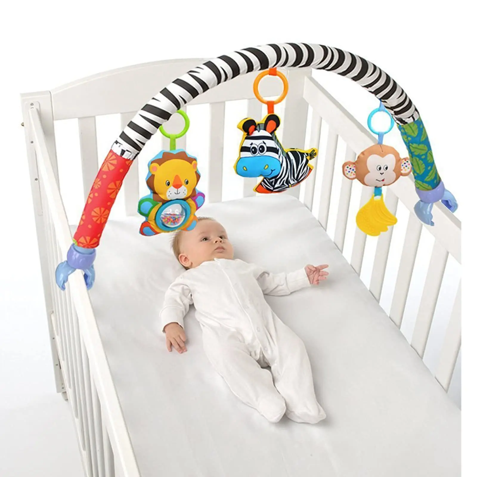 Jouets suspendus pour bébé, arc de poussette, siège de voiture, barre de vide, couffin Mobile, ajustement réglable, lit de berceau, chaise d'alimentation pour nouveau-né