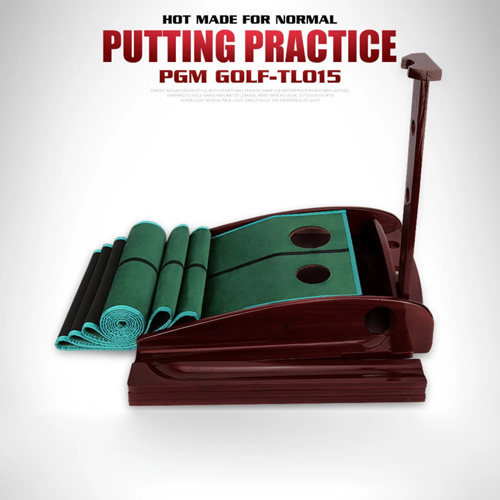 PGM TPE Velvet Solid Wood Trainer Indoor Golf Putter Trainer Practice Swing Trainer Anti Slip Putting Mat Ball Return Aids 골프