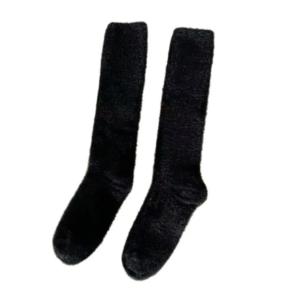 

Новые норковые бархатные носки средней длины, толстые теплые длинные носки, однотонные мягкие домашние носки-тапочки для сна для девочек