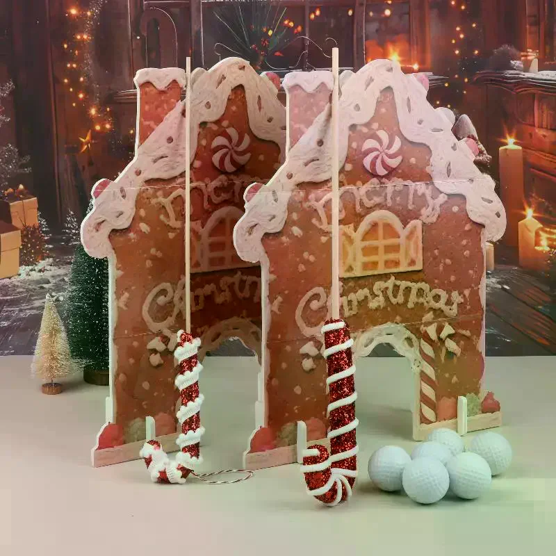 Мини-пряничный игровой набор для гольфа, забавная деревянная рождественская игрушка, мини-праздничный домашний гольф с праздничными препятствиями, игра для семейной вечеринки