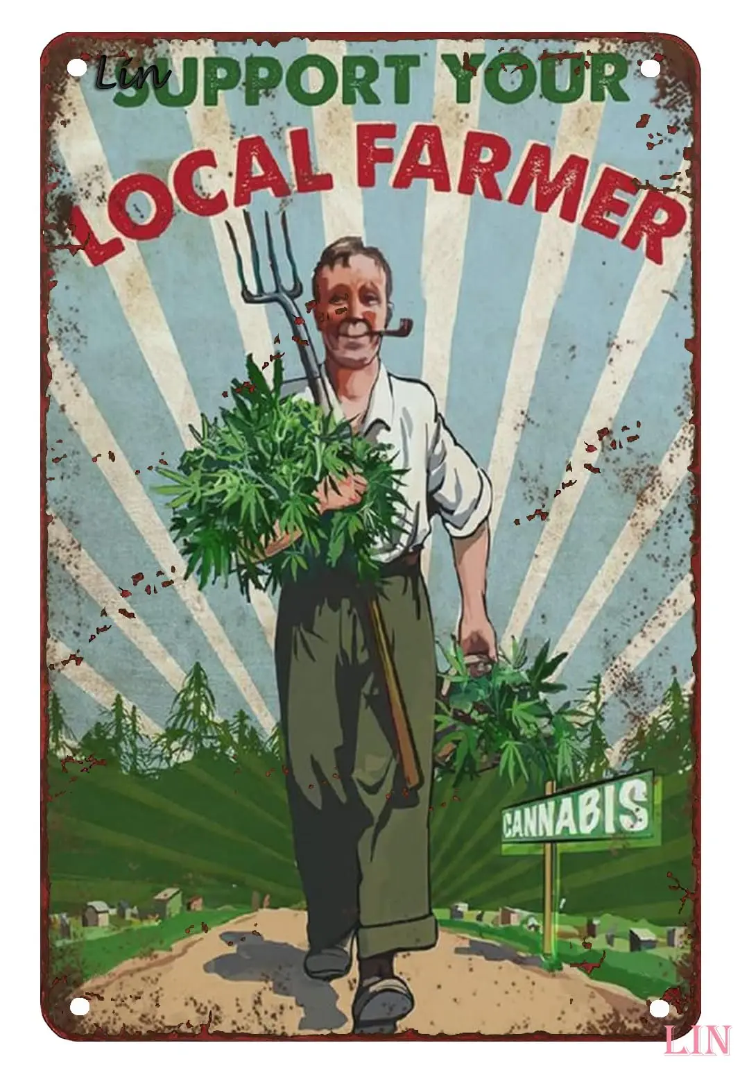 And Tin Vintage Signs Weed Support Your Local Farmer Weed Gardening Farmhouse Tin Sign Chic Art Wall Metal Signs Gift for Room