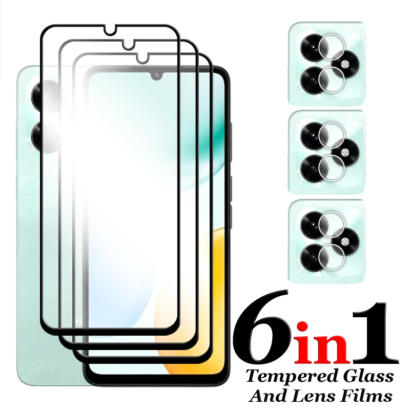

6in1 For Honor X5c Glass For Honor X5c Plus Tempered Glass 2.5D Full Cover Screen Protector For Honor X5c Plus Lens Film