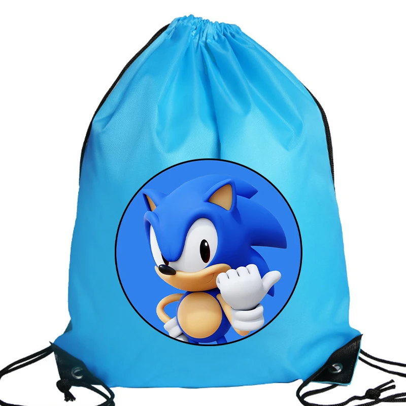 New Sonics Drawstring Bag Children Handbag Cartoon Anime Printed Storage Bags Boys Large Capacity Sports Travel Bag Kids Gifts