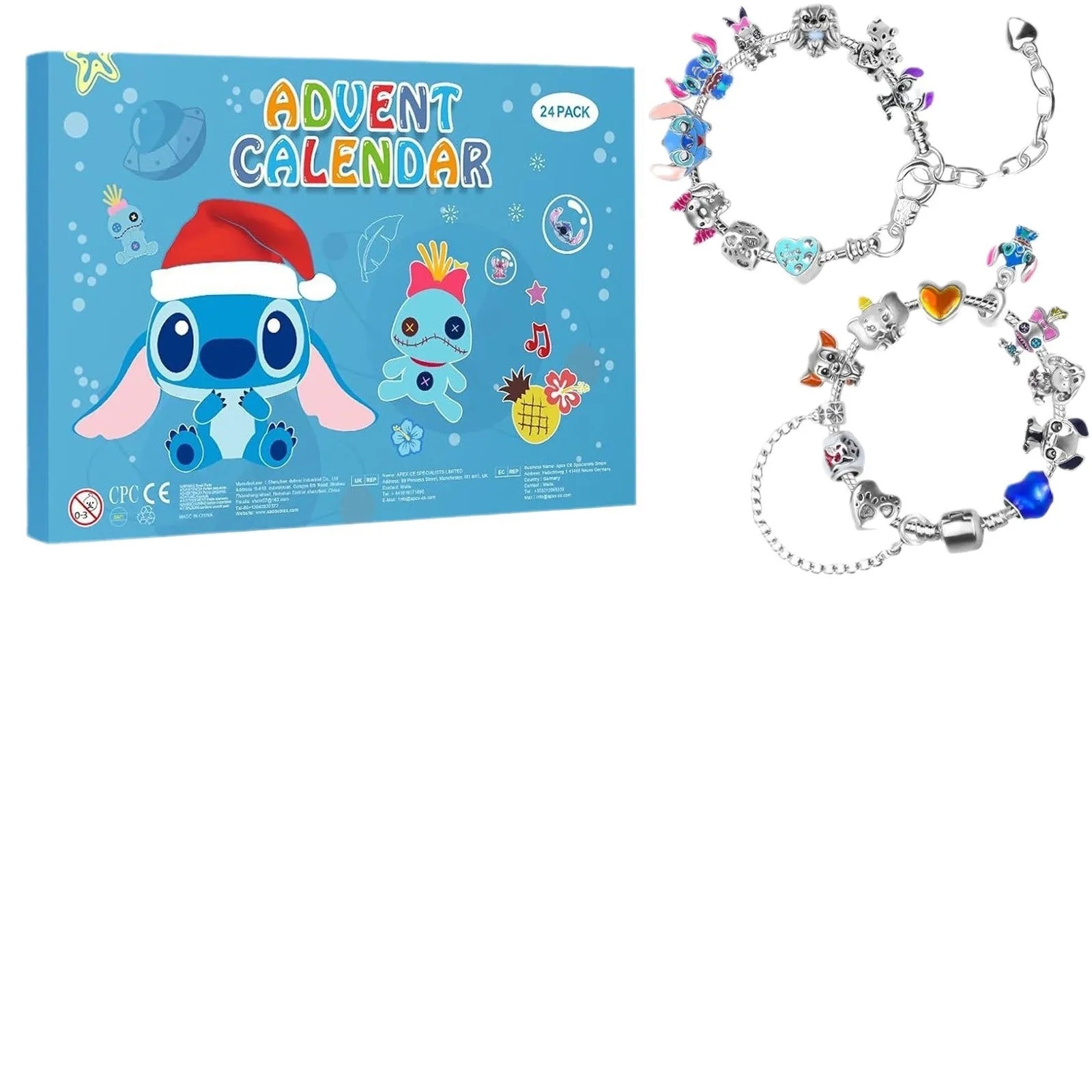 Auf Lager Weihnachts-Adventskalender Blind Box Mickey Stitch Armbänder 24-Tage Weihnachten Countdown-Kalender Diy Schmuck Weihnachtsgeschenke