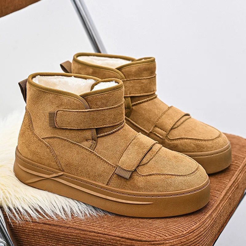 

New Hook Loop Snow Boots Men Warm Plush Mens Winter Boots Comfort Platform Suede Ankle Boots for Men Shoes botas de nieve hombre