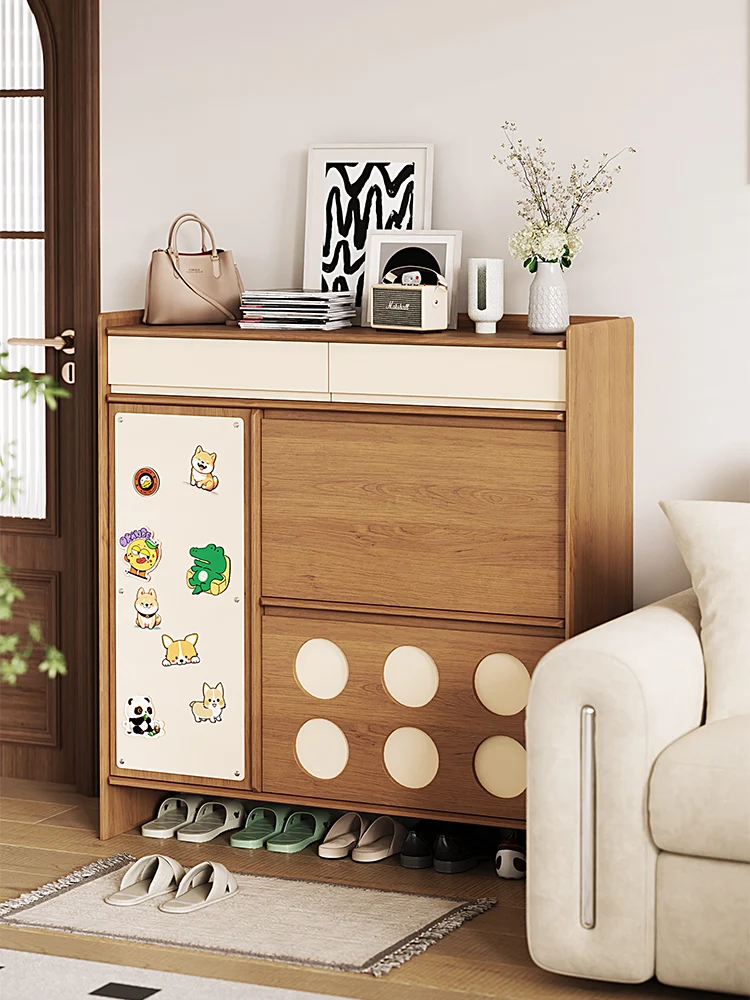 

Solid wood entry shoe cabinet, entrance cabinet, indoor antique tipping bucket storage ash wood entry