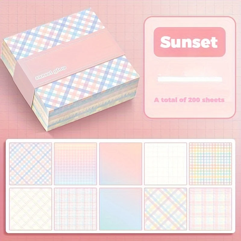 Box of 200 thick sticky notes | 6 series of color sticky notes | very suitable for school and office use | plaid tribal design - view 4