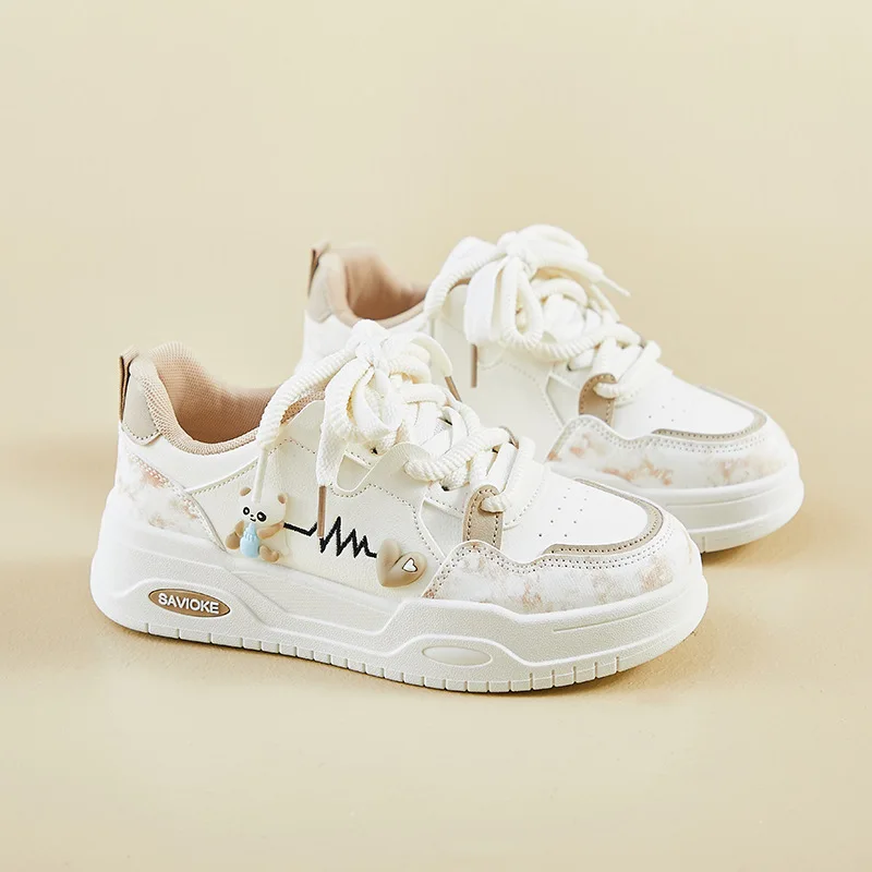 2026 Spring Women's White Sneakers New Style Korean Version Thick-Topped High-Heeled Sport Shoes
