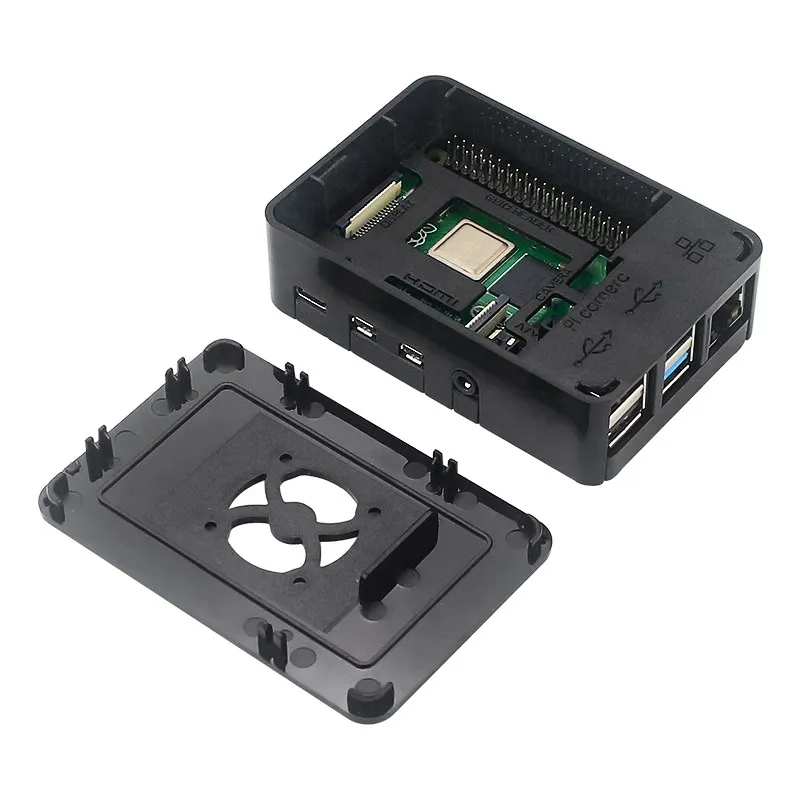 Raspberry Pi 4 ABS Case Plastic Box prtective Shell Black Housing  Optional Cooling Fan for Raspberry Pi 4