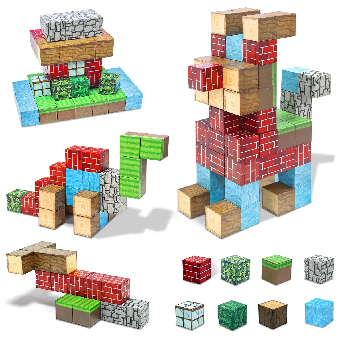 Blocs de Construction magnétiques, ensemble de Construction à empiler, jouets sensoriels STEM pour enfants du monde de la Mine, garçons et filles âgés de 3 ans et plus, Cube magnétique à monter soi-même, cadeau