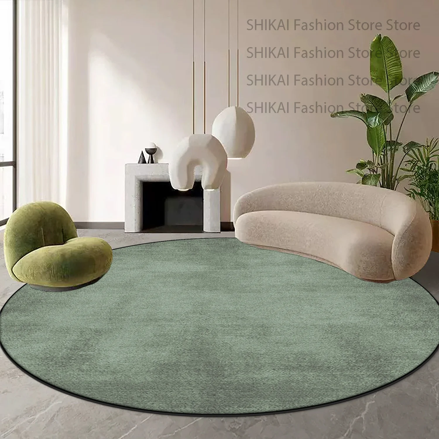 Modern Minimalist Solid Color Style Round Carpet Decoration Home Fluffy Non-slip Rug Large Area Easy Clean Short Velvet Foot Mat