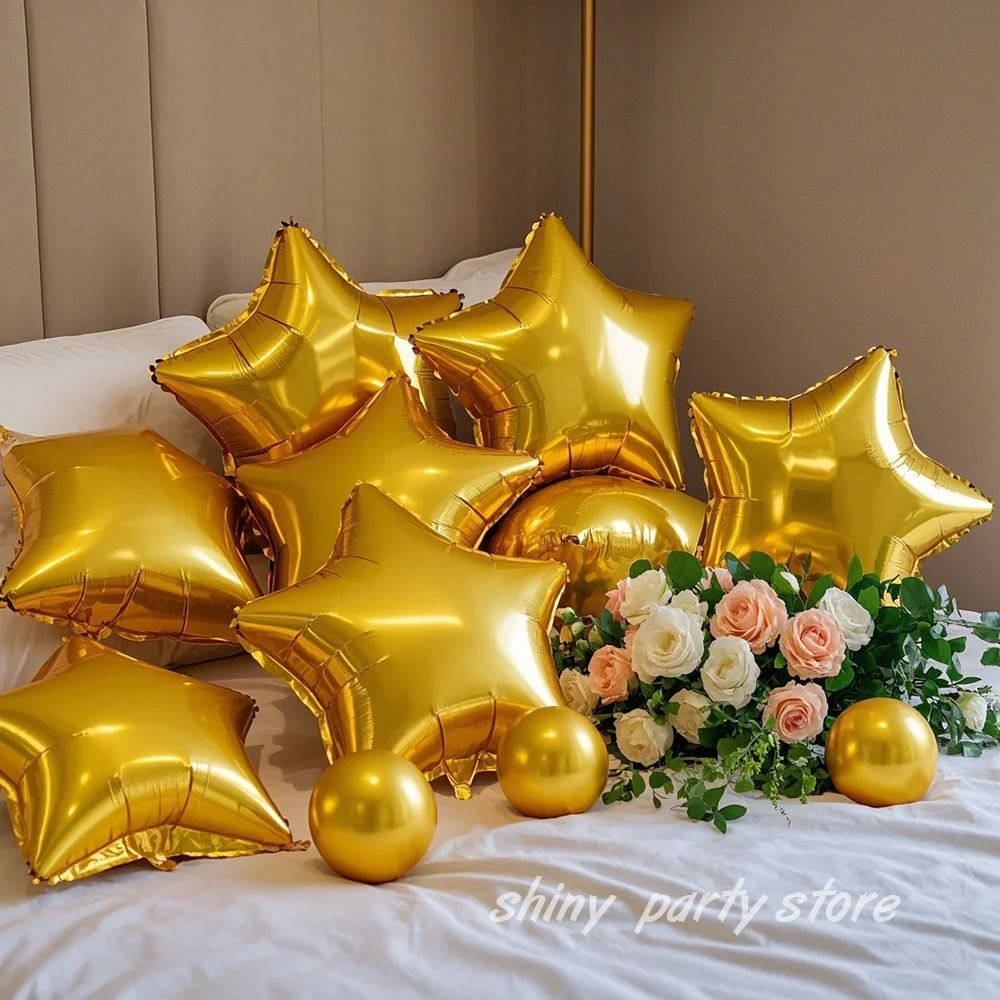 

10/20pcs 18inch Pentagram Aluminum Foil Balloons Wedding Party Anniversary Birthday Decoration Rose Red Blue Helium Star Balloon