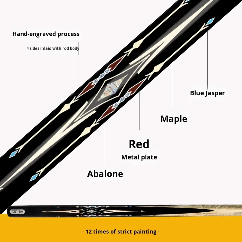 Pool Billiard Cue Handmade One-piece Small Tip Chinese Eight Ball