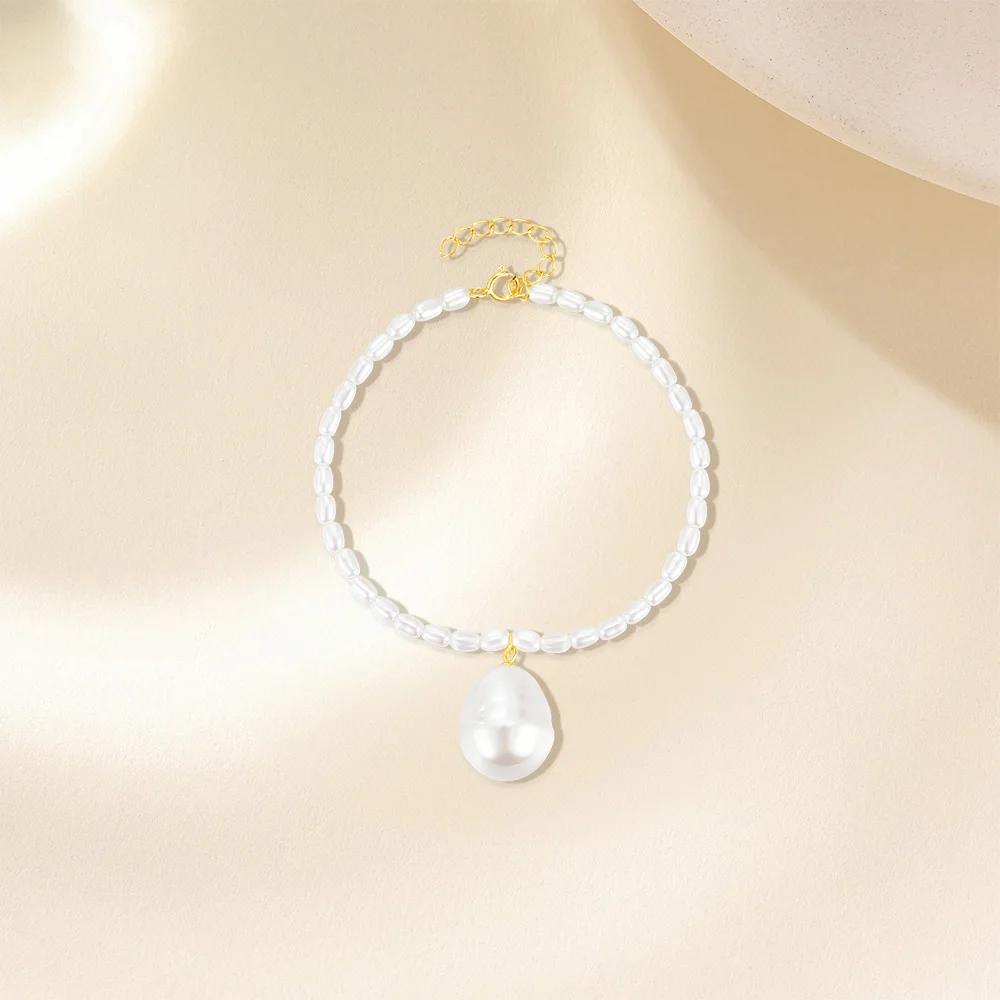 Aide 925 Sterling Silver Big Irregular Pearl Bracelets For Women Girl Fine Bracelet Party Wedding Jewelry Gifts pulseras mujer image 3