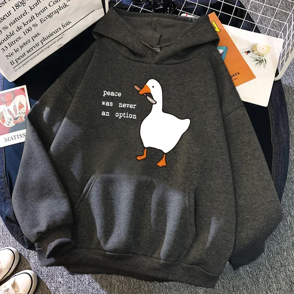 Option Goose Printing Mens Long Sleeves Cute Casual Pullover Creativity Pocket Warm Clothes Male Sweatshirts