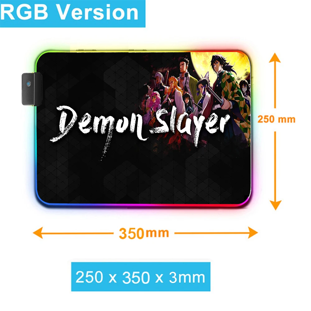 Quente anime demônio slayer rgb led mouse pad uzui tengen acessórios de jogos tapetes xxl grande mousepad daki tapete do mouse teclado